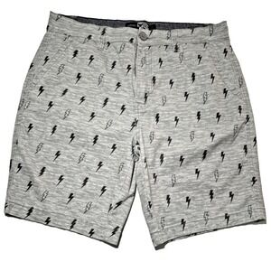 Company 81 men's gray w/ black patterned lighting bolt chino‎ shorts sz 34
